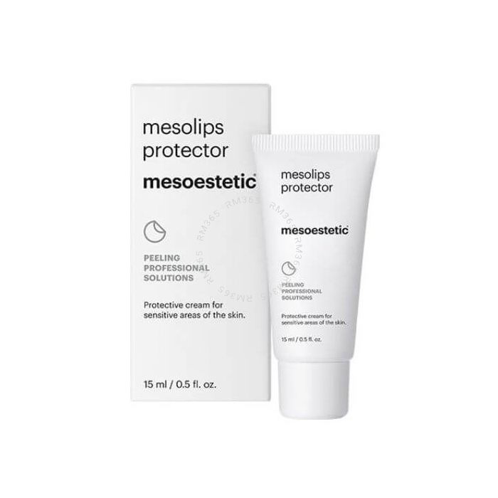 Mesoestetic Mesolips Protector is a cream specially formulated to protect delicate areas of skin prior to the application of chemo exfoliation solutions or other aesthetic procedures. Its unique texture creates a protective, thin, transparent film with a 