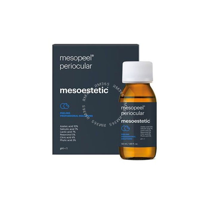 Mesoestetic Mesopeel Periocular (1 Bottle x 50ml Per Pack) pecific treatment for imperfections in the periorbital area: wrinkles in the eyelids (upper and lower) and outer sides (crow’s feet),
hyperpigmentations, flaccidity, loss of tissue density, under