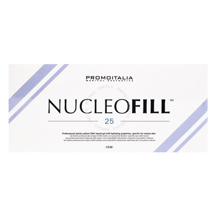 Nucleofill 25 is a new line of sterile sodium DNA-based gel with hydrating properties, specific for mature skin. Nucleofill 25 is designed to improve skin elasticity and tightness as well as aid in the prevention of wrinkles.