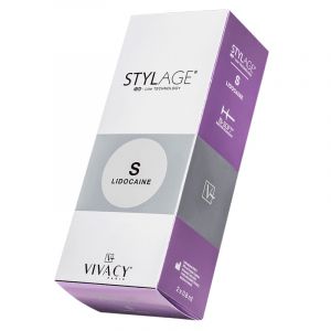 Stylage Bi-Soft S Lidocaine a cross-linked hyaluronic acid is used in the superficial to mid-dermis for correction of fine lines and superficial wrinkles as crow’s feet, glabellar frown lines, perioral lines and tear trough area treatment under the eye.