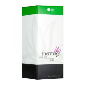 Thermage 0.25cm2 Eye Tip is a Thermage treatment accessory designed to smooth out and tighten the skin of the upper and lower eyelids. The Eye Tip is specifically designed to use precise and shallow heating to smooth and tighten the sensitive skin of the 