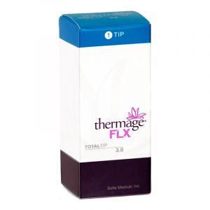 Thermage FLX Total Tip 3.0cm2 uses maximum volume of bulk heat delivery for the whole face, neck and body and treats deeply to contour and tighten skin, addressing sagging skin and unwanted bulges. This tip has 1200 REP and uses gentle vibrations interspe